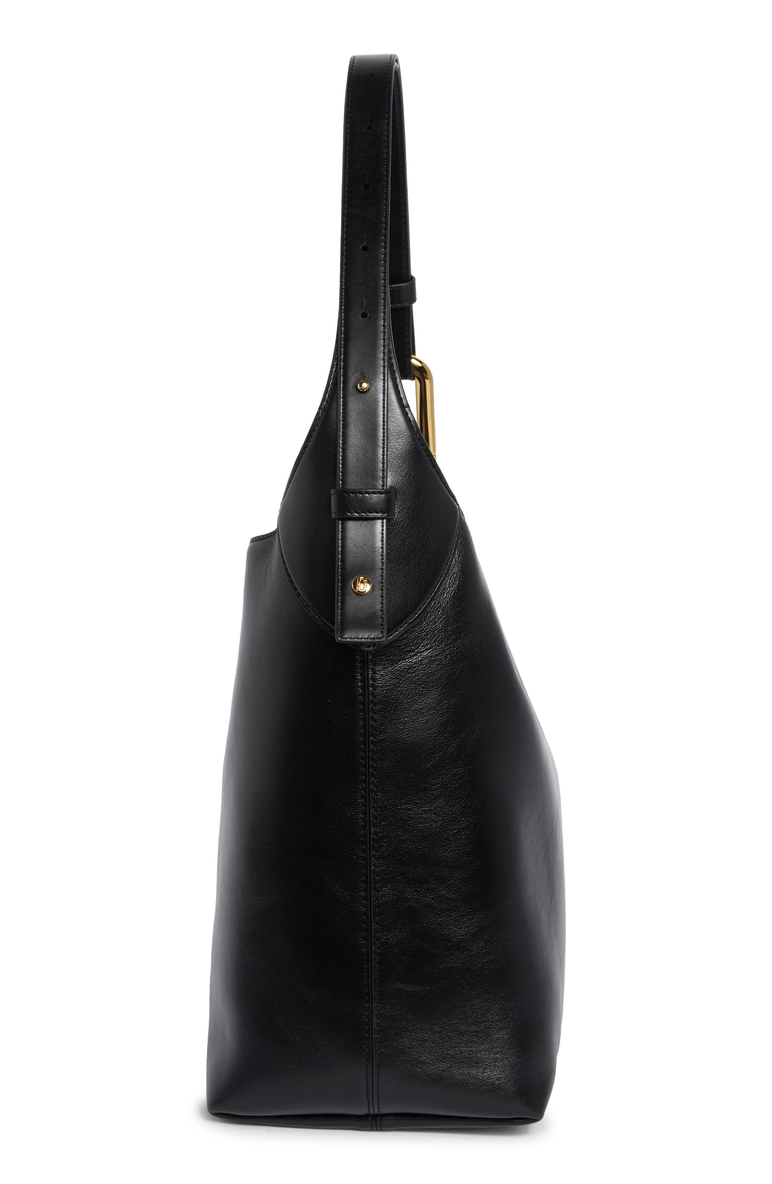 The Juliette Leather Bucket Bag, Alternate, color, BLACK