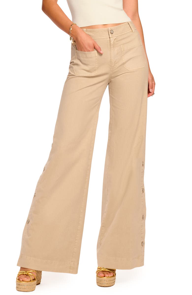 Ramy Brook Giselle Stretch Cotton Twill Wide Leg Pants, Alternate, color, Sandstone