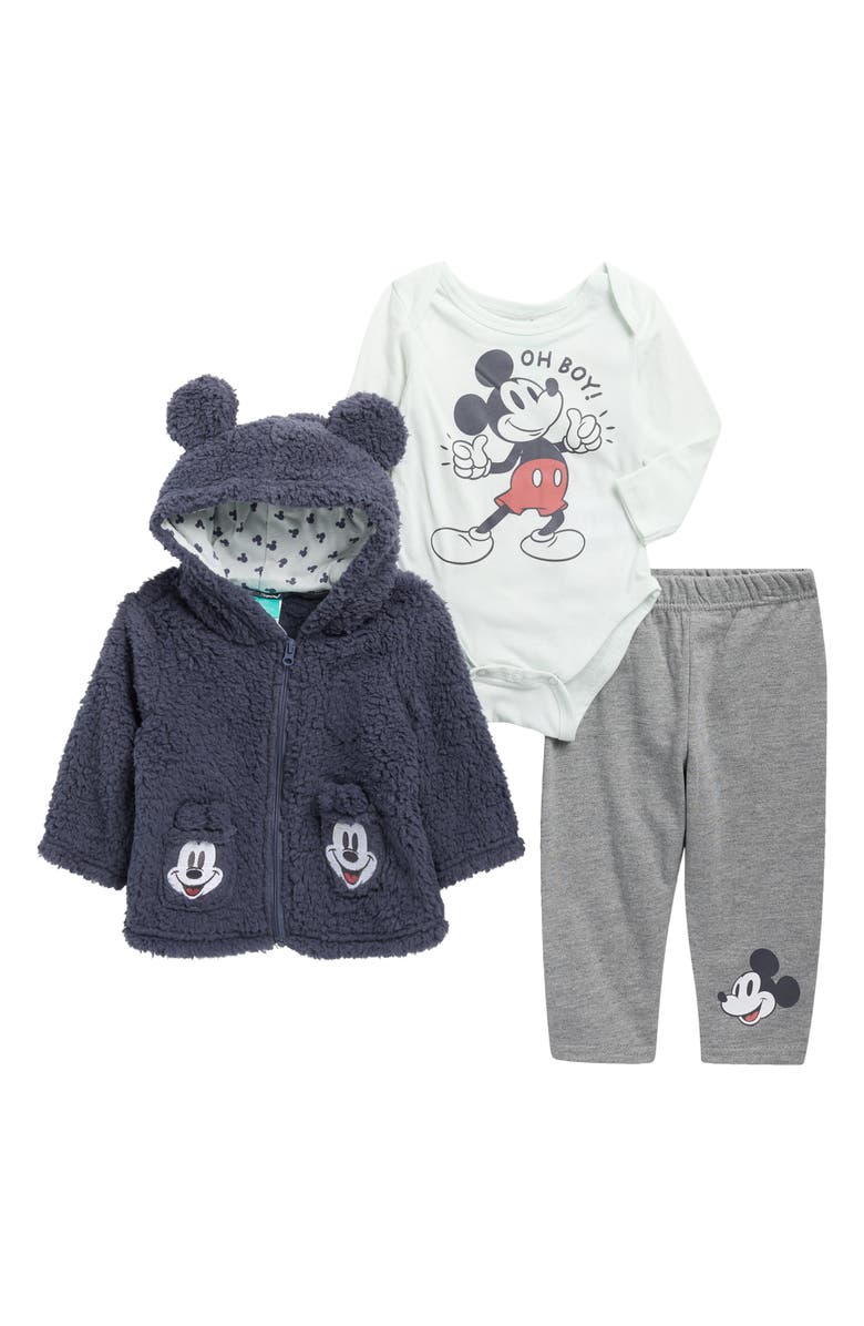 ASSORTED Mickey High Pile Fleece Jacket, Bodysuit & Pants Set, Main, color, Blue