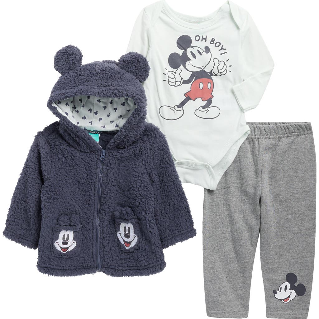 Assorted Mickey High Pile Fleece Jacket, Bodysuit & Pants Set In Multi