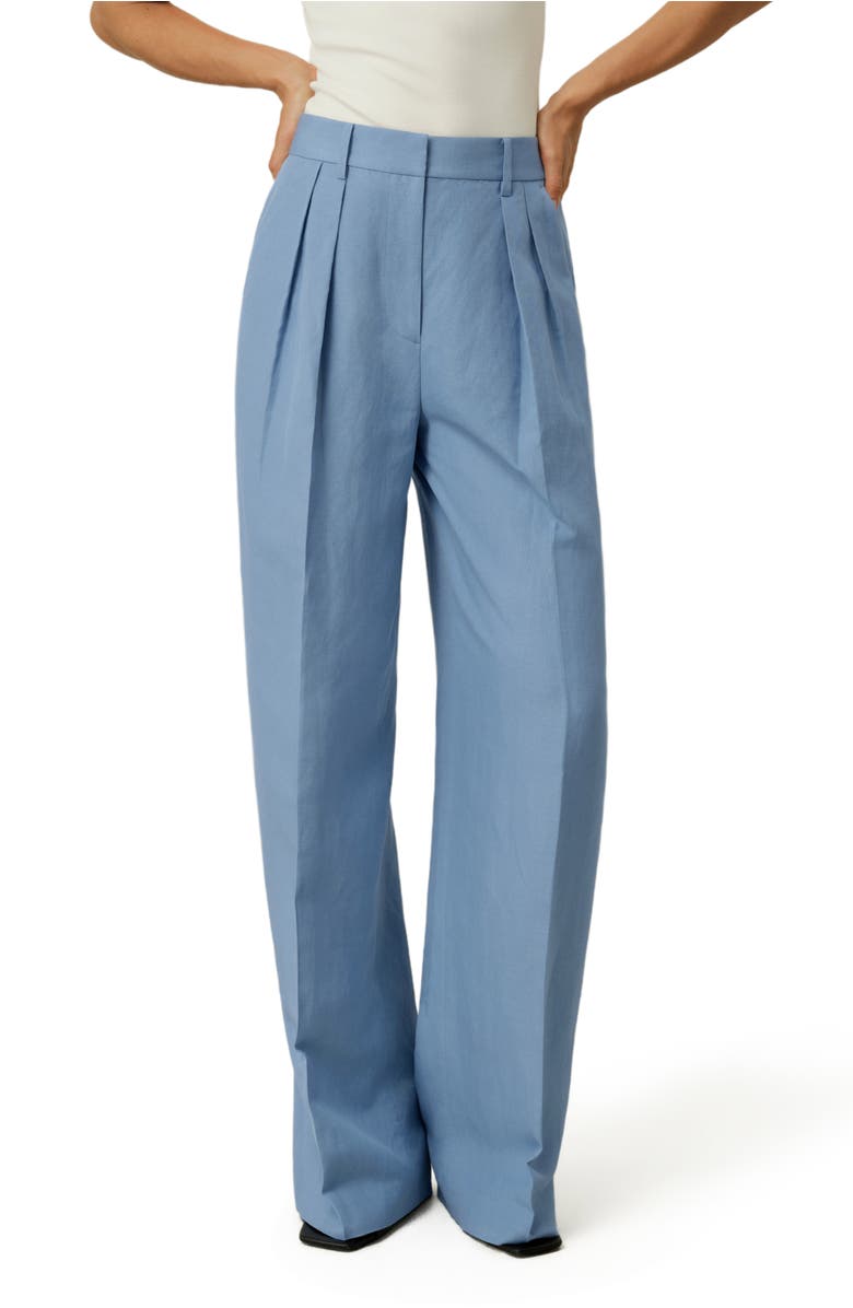 Lilysilk Silk Linen Wide Leg Pant, Main, color, Chambray Blue
