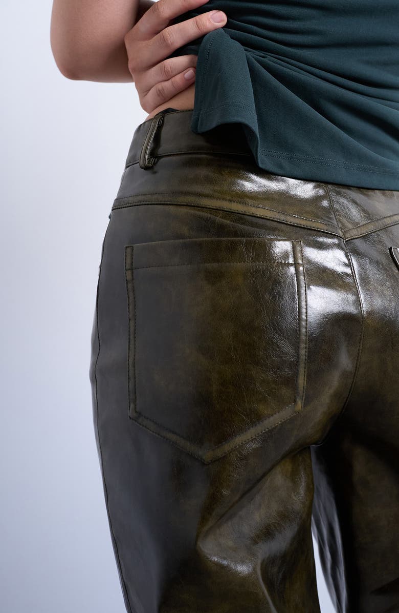 Topshop Faux Leather Wide Leg Pants, Alternate, color, Light Green