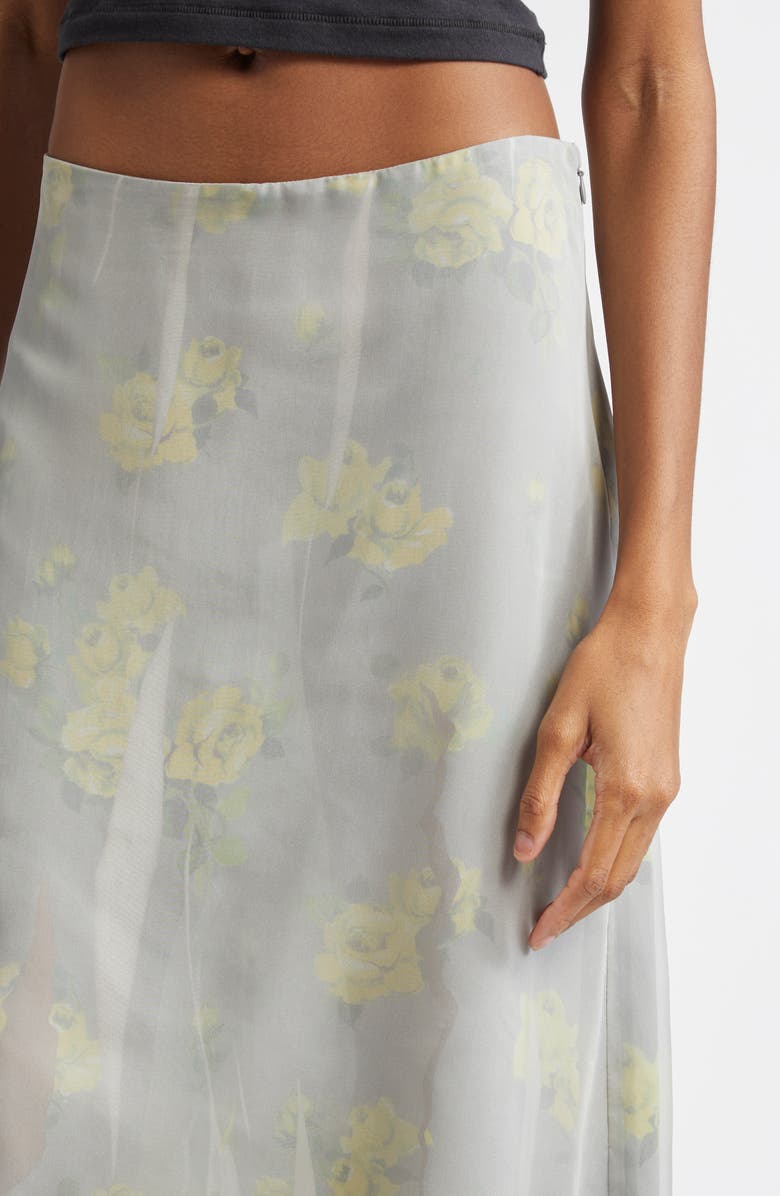 Acne Studios Iranee Floral Georgette Skirt, Alternate, color, Yellow/ Grey