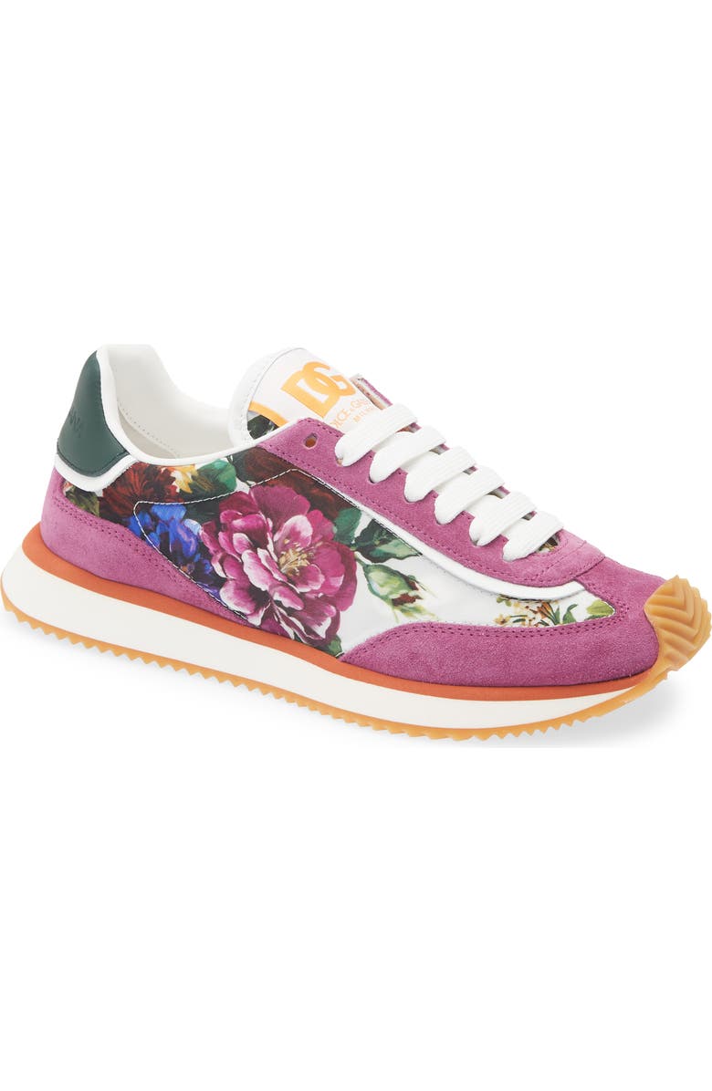 Dolce&Gabbana Aria Floral Sneaker, Main, color, 8W909 Bouq.fiori F.b/ Viole