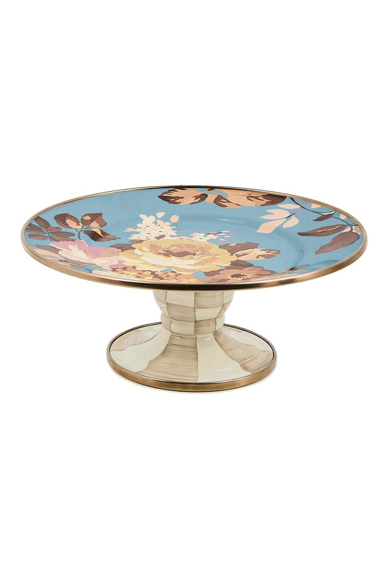 Wild Rose Slate Mini Pedestal Platter, Main, color, BLUE