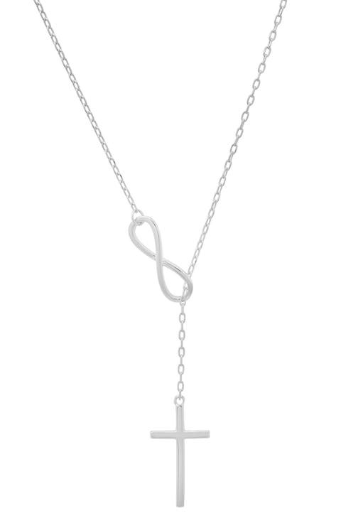 Sterling Silver Infinity Y-Drop Cross Necklace