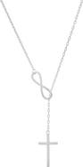 Queen Jewels Sterling Silver Infinity Y-Drop Cross Necklace