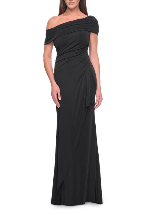 Jersey Evening Gown with Asymmetrical Neckline