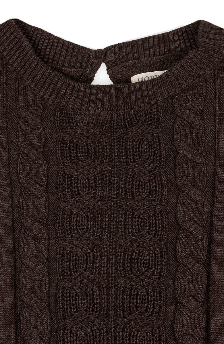 Hope & Henry Kids' Organic Flutter Sleeve Cable Sweater Dress, Alternate, color, Chocolate Heather
