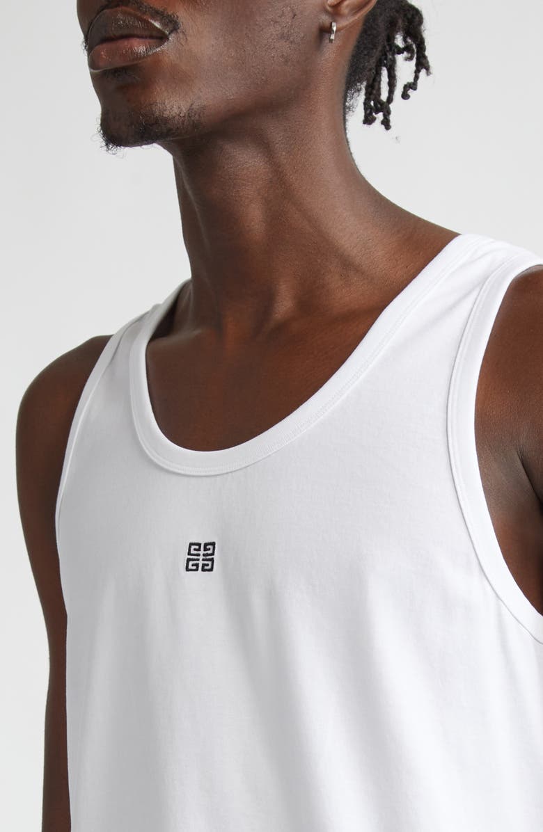 Givenchy 4G Logo Embroidered Cotton Tank, Alternate, color, White
