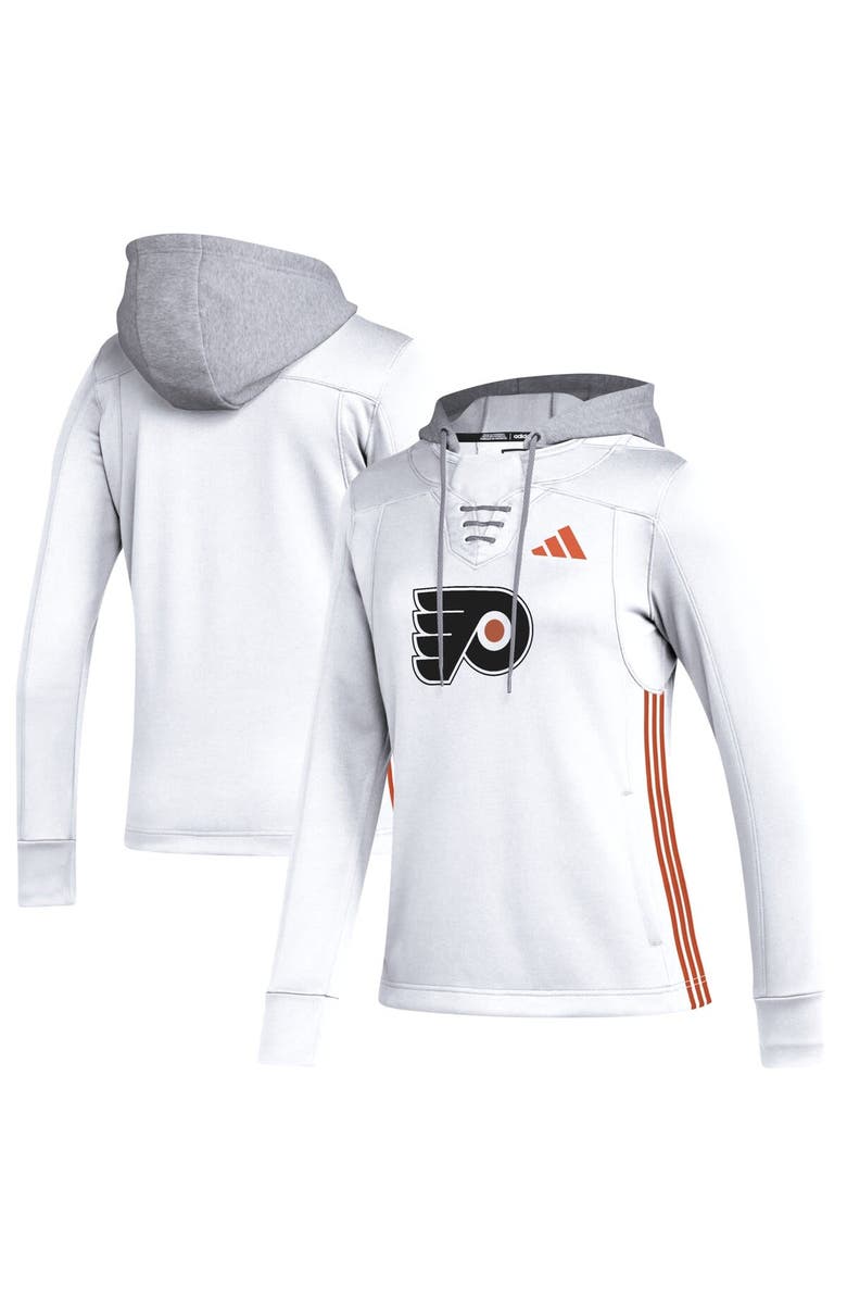 adidas Women's adidas White Philadelphia Flyers Refresh Skate Lace AEROREADY Pullover Hoodie, Main, color, White