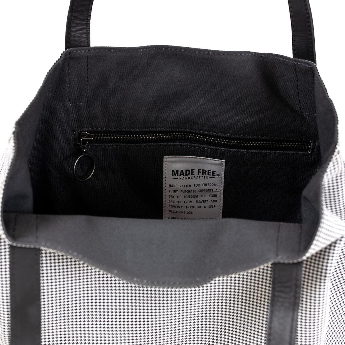 Made Free Houndstooth Print Day Tote, Alternate, color, Black