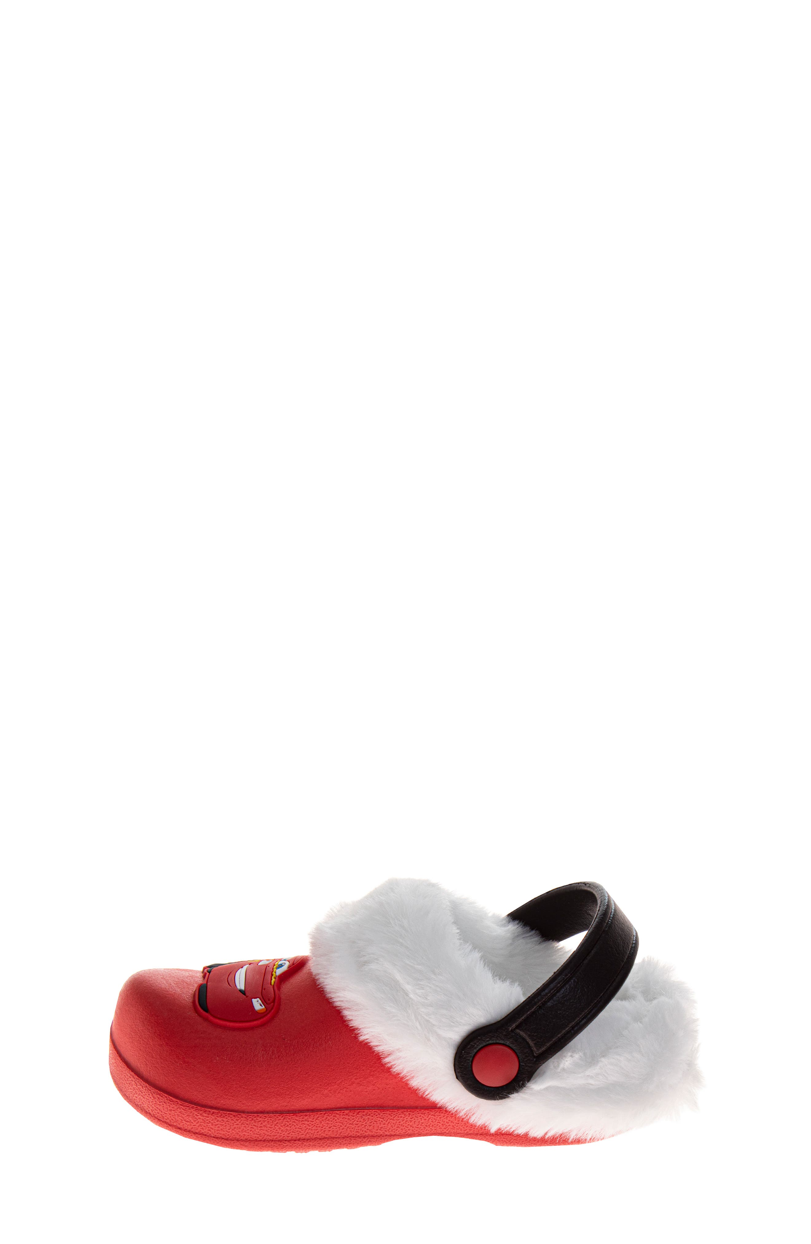 Kids' Cars Lightning McQueen Faux Fur Trimmed Clog, Alternate, color, RED