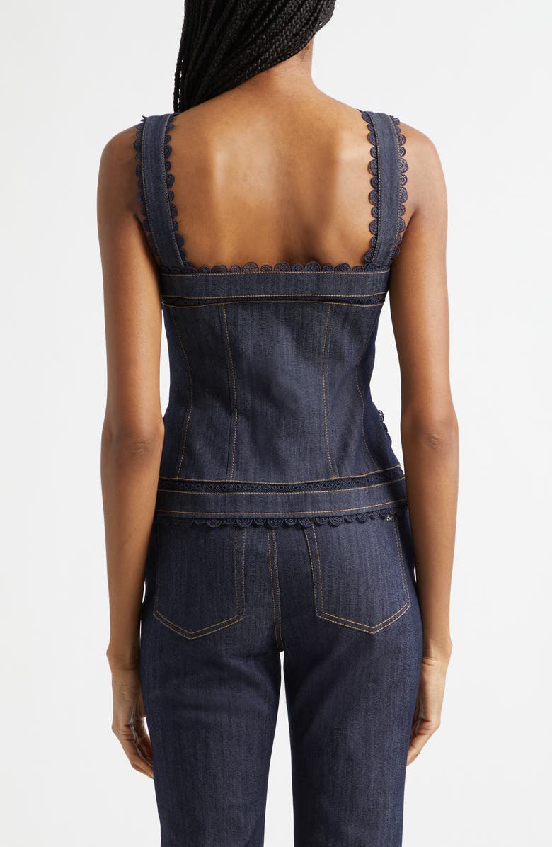 Cinq à Sept Myra Lace Denim Corset Top, Alternate, color, Indigo