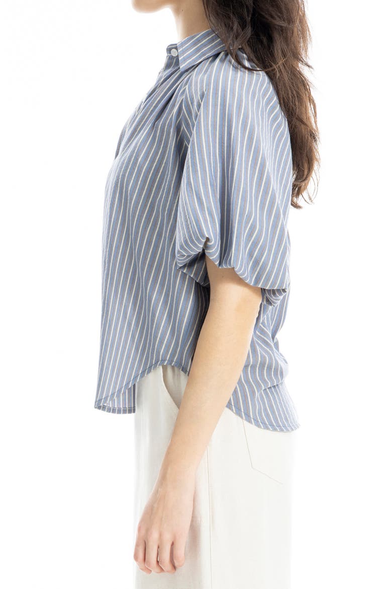 Bubble Sleeve Shirt, Alternate, color, DENIM/ CRM PINSTRIPE