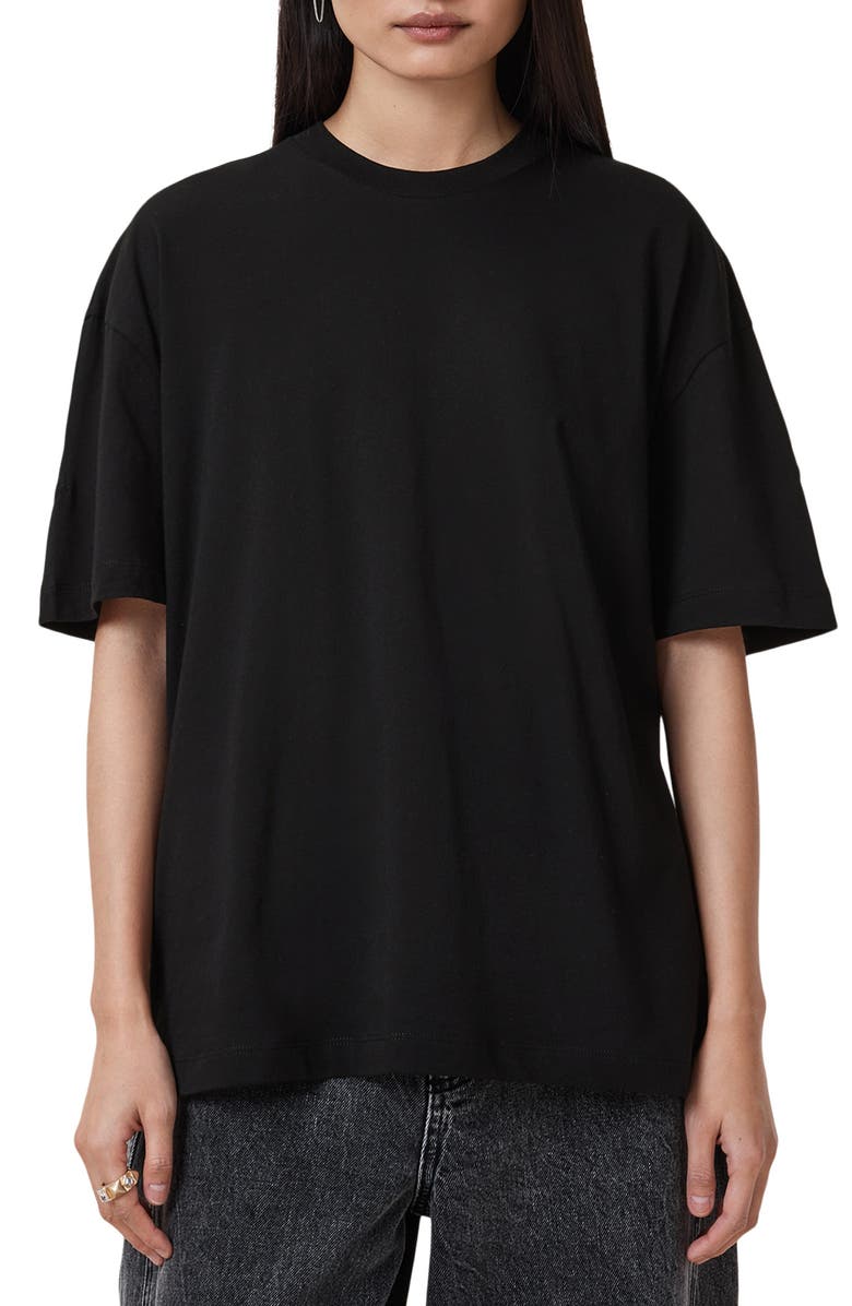 AllSaints Fuse Etta Oversize Appliqué Cotton Graphic T-Shirt, Main, color, 