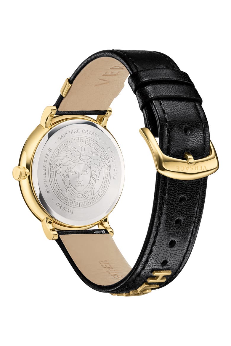 Manifesto - Strength Leather Strap Watch, 42mm, Alternate, color, YELLOW GOLD