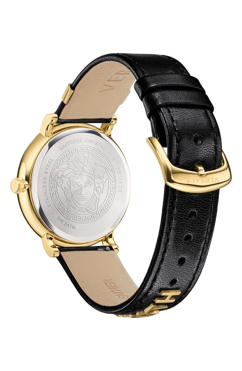 Versace Manifesto - Strength Leather Strap Watch, 42mm, Alternate, color,