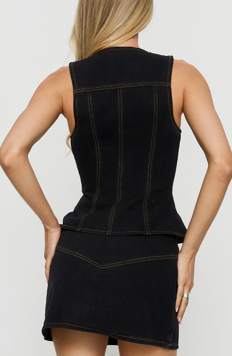 Princess Polly Capree Keyhole Zip Denim Top, Alternate, color, 