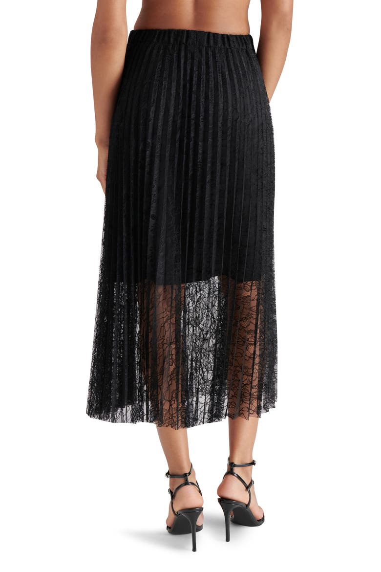 Keira Pleated Lace Skirt, Alternate, color, BLACK