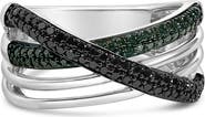 Haus of Brilliance Sterling Silver 1/2 Cttw Black and Blue Diamond Crossover Bypass Ring