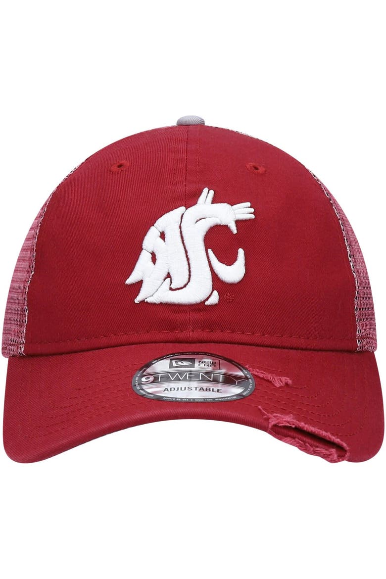 Men's New Era Crimson Washington State Cougars Rustic Trucker 9TWENTY Snapback Hat, Alternate, color, Crimson