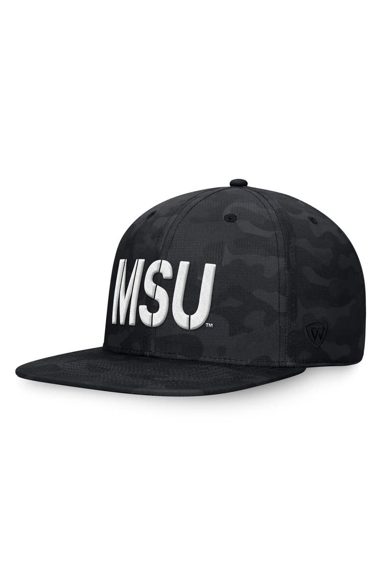 Men's Top of the World Black Michigan State Spartans OHT Military Appreciation Troop Snapback Hat, Main, color, Black