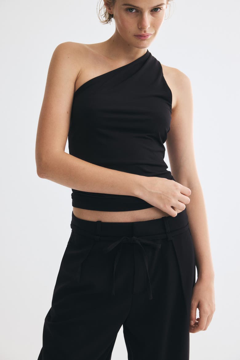 Pleated Tie-Belt Pants, Alternate, color, Black