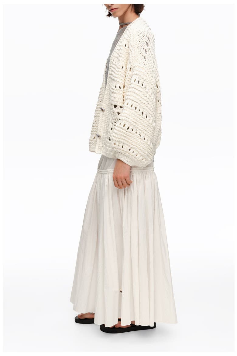 Crochet Balloon-Fit Cardigan, Alternate, color, WHITE