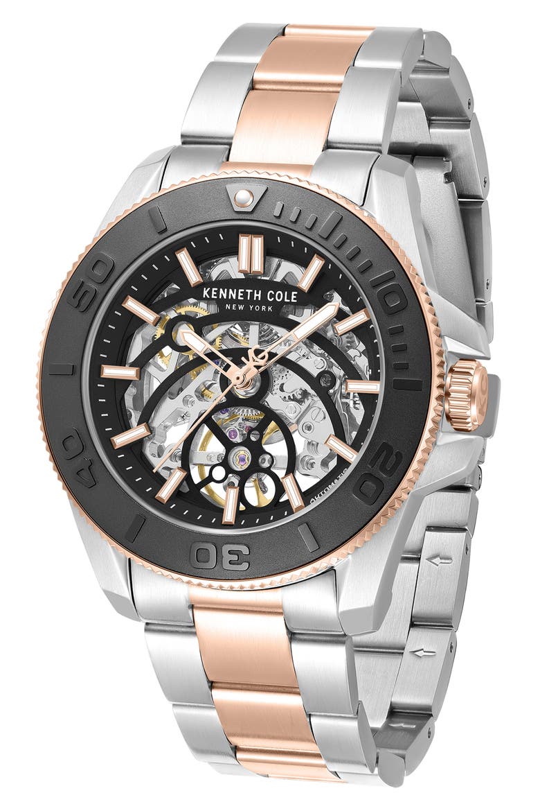 Liberty Skeleton Automatic Bracelet Watch, 43mm, Alternate, color, MULTI