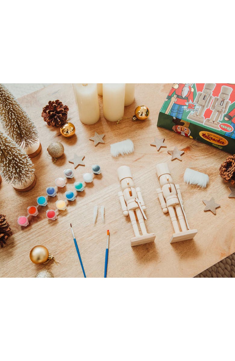 Toynk Paint Your Own 7-Inch Wooden Nutcracker Figure Craft Kit | Set of 2, Alternate, color,