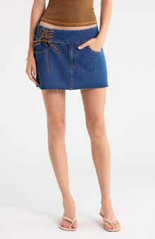 Indie Tie Up Denim Miniskirt