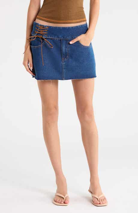 Indie Tie Up Denim Miniskirt