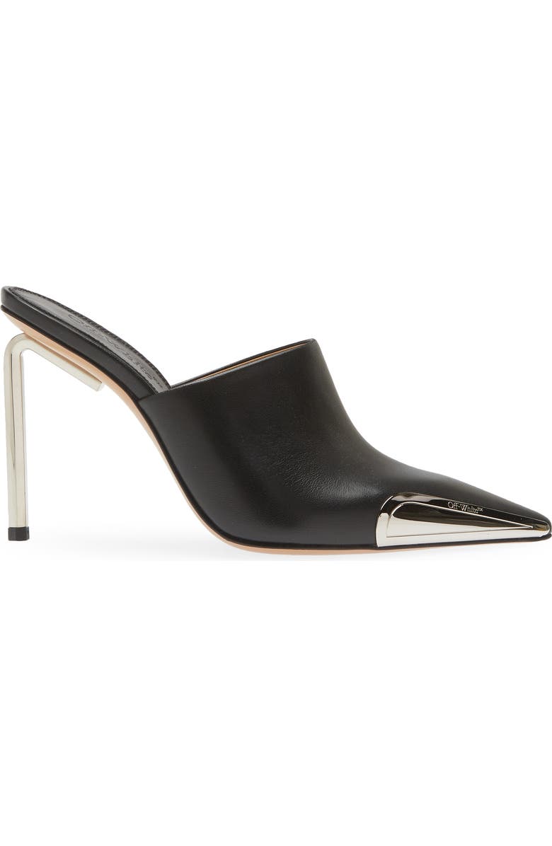 Off-White Allen Heel Pointed Toe Mule, Alternate, color, Black/ Silver