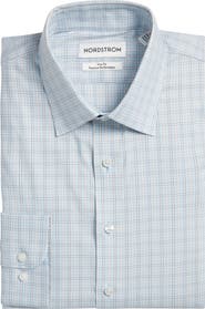 Nordstrom Trim Fit Check Premium Performance Twill Dress Shirt
