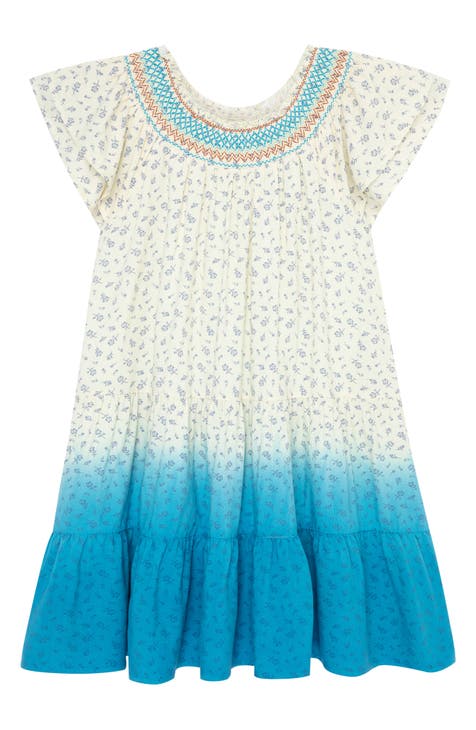 Kids' Floral Smocked Tiered Dip Dye Dress (Toddler, Little Kid & Big Kid)