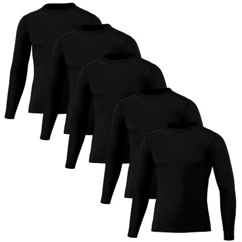 5 Pack Men
s Compression Shirt T-Shirt Gym Tops Long Sleeve Moisture-Wicking Cool Tek