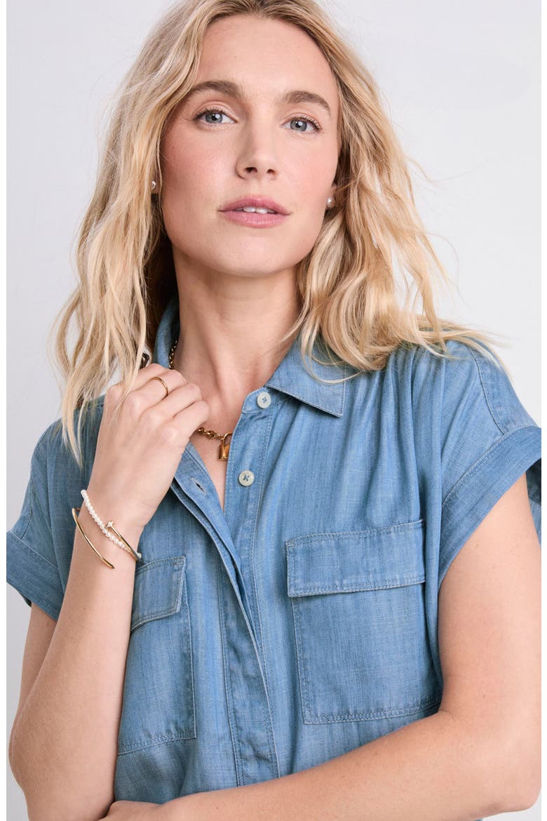 Margo Chambray Popover Shirtdress, Alternate, color, BLUE MIRAGE