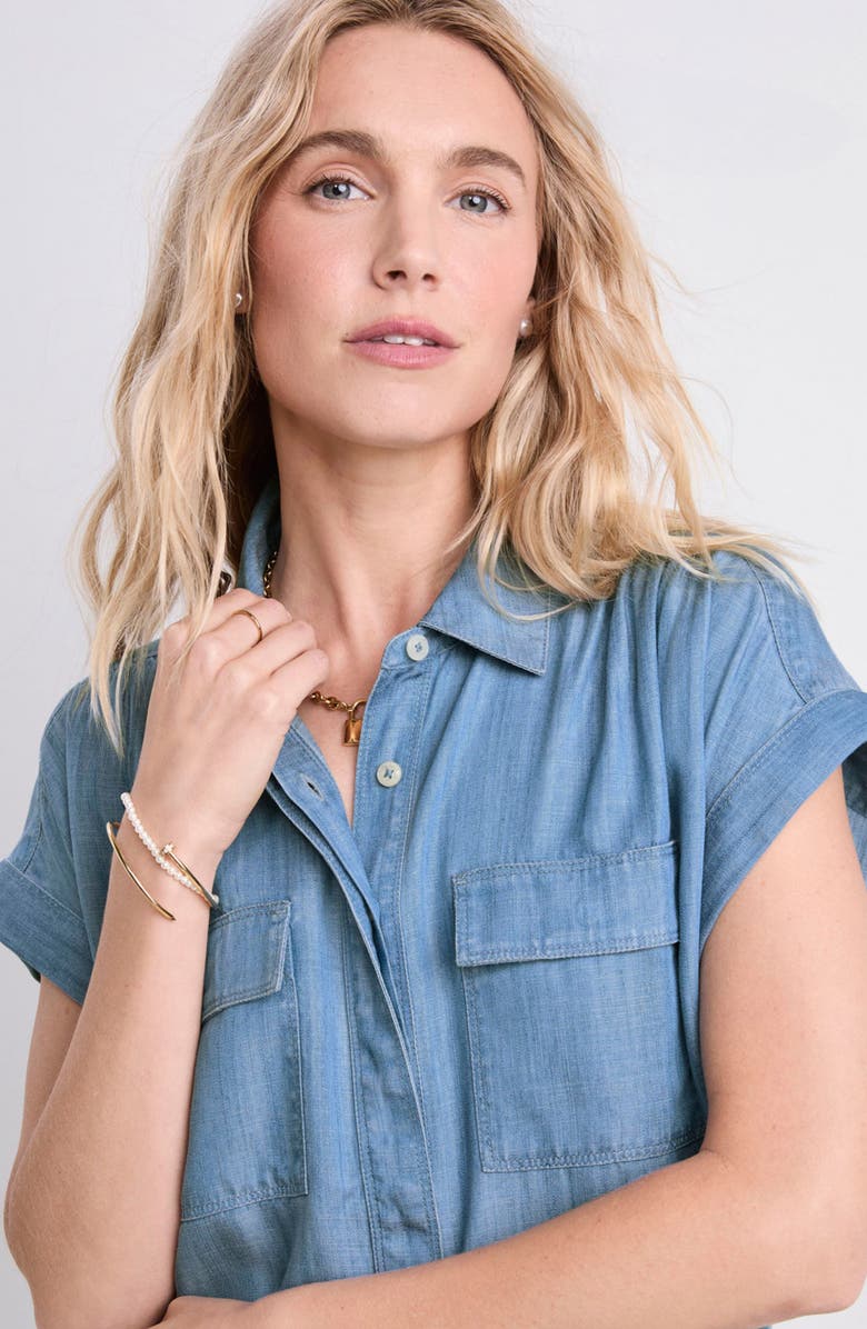 vineyard vines Margo Chambray Popover Shirtdress, Alternate, color, Blue Mirage