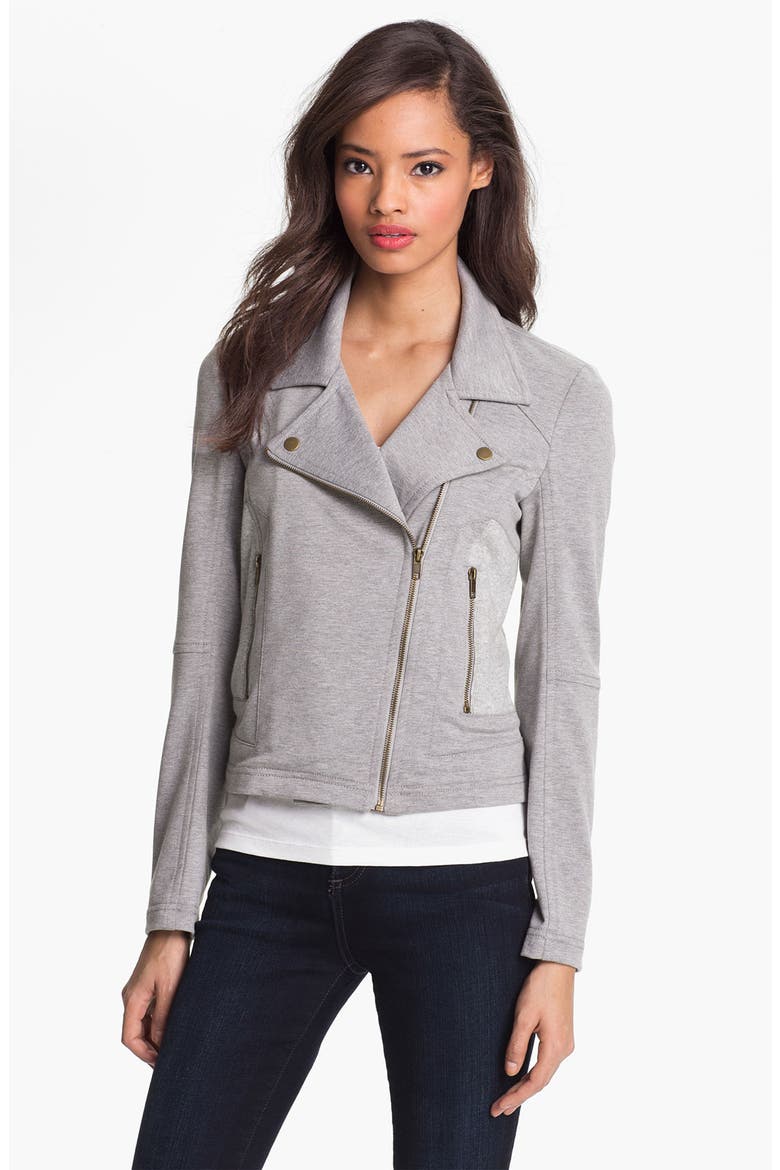Knit Moto Jacket, Main, color, HEATHER GREY