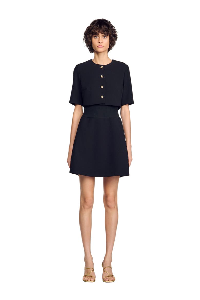 Short 2-in-1 dress, Main, color, Black