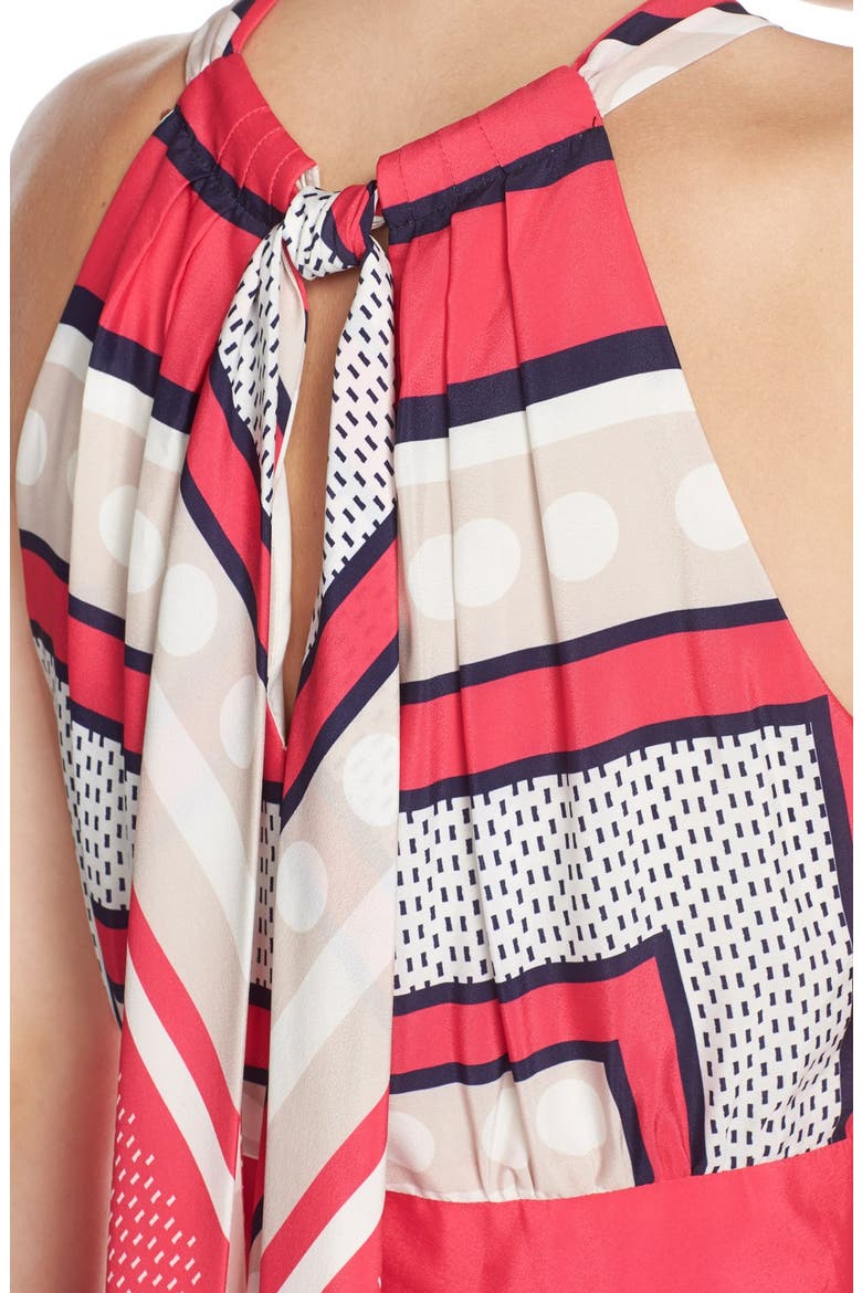 Scarf Print Crêpe de Chine Fit & Flare Maxi Dress, Alternate, color, PINK