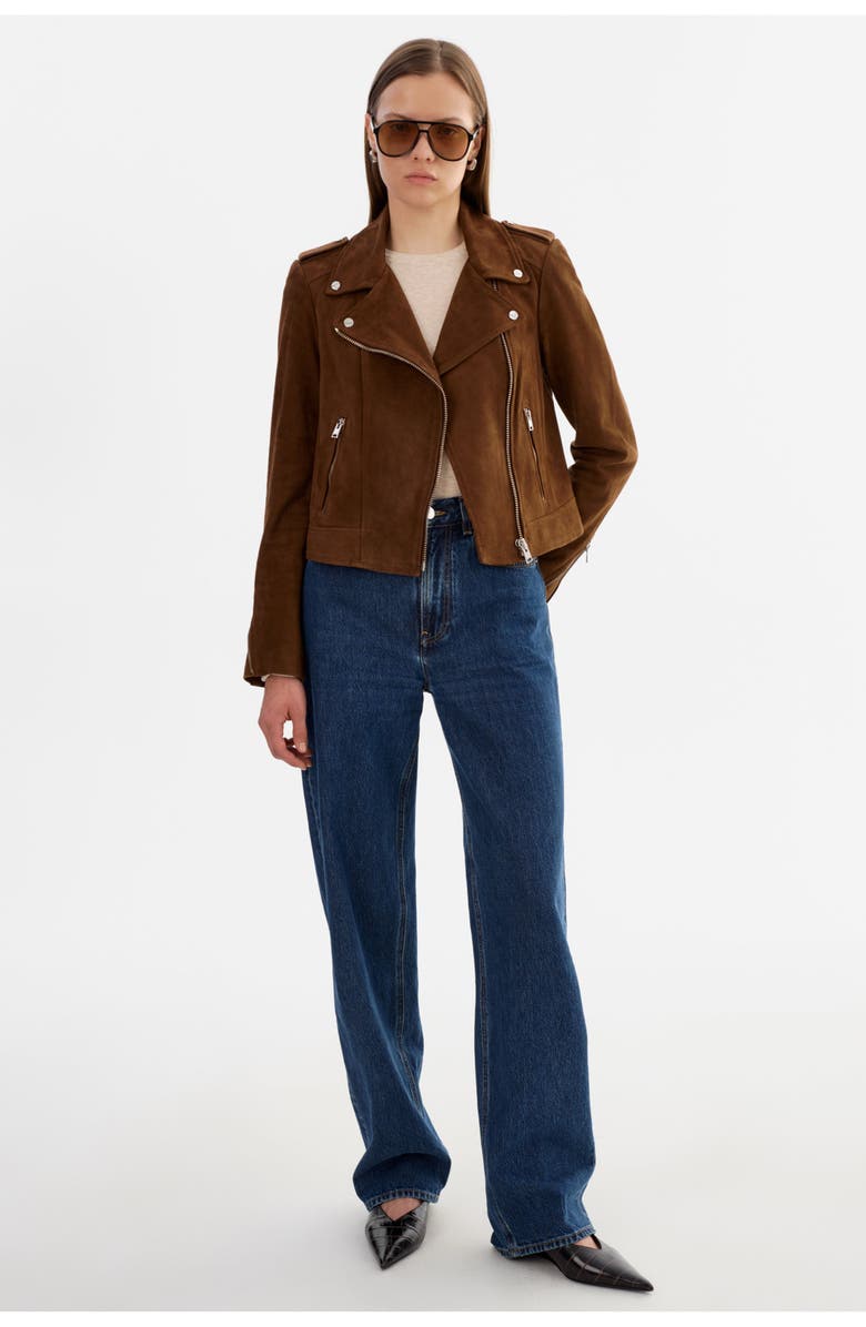 LAMARQUE Donna S | Suede Biker Jacket, Main, color, Brown
