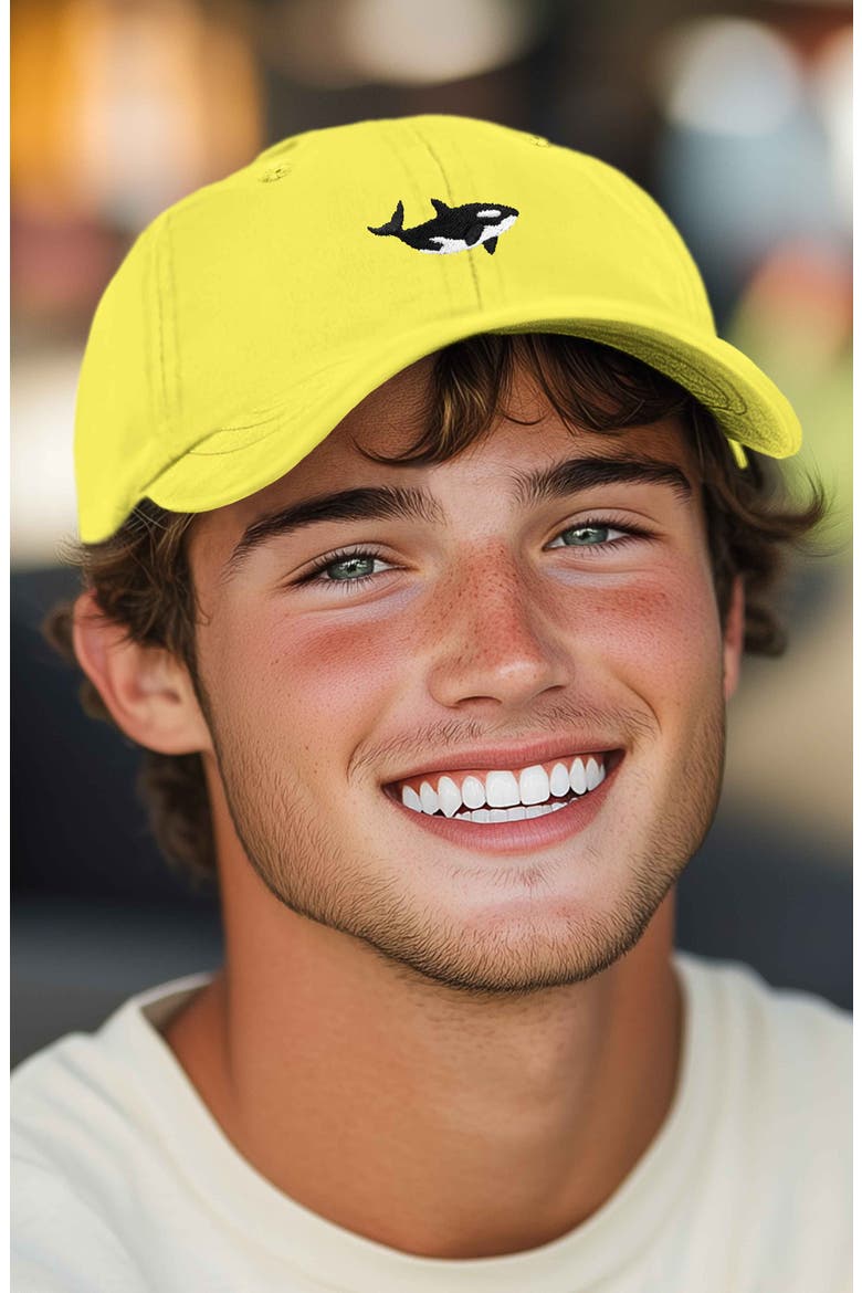 Killer Whale Embroidered Dad Hat, Alternate, color, Yellow