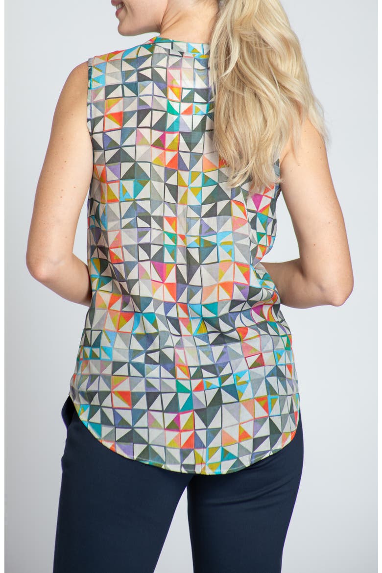 Print Chiffon Button-Up Sleeveless Top, Alternate, color, ORANGE MULTI