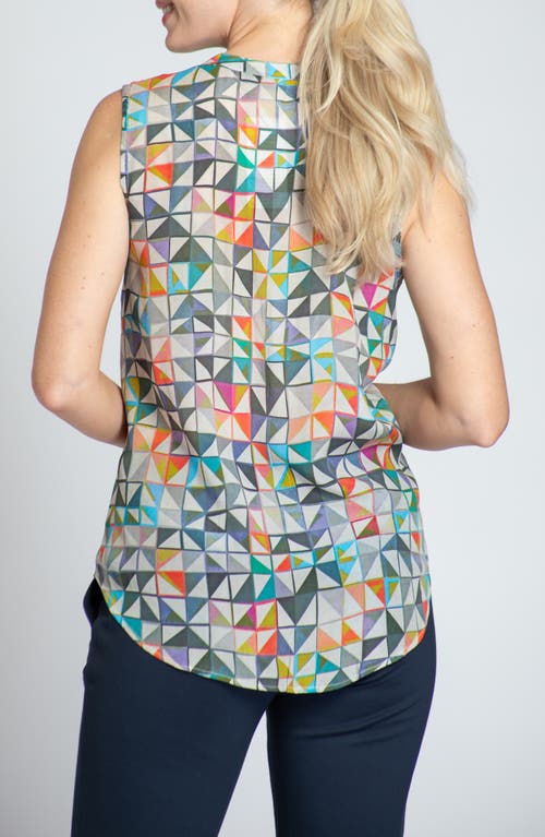 Apny Print Chiffon Button-up Sleeveless Top In Orange Multi