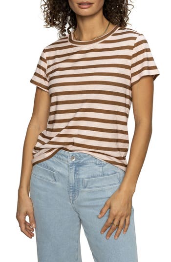 Sanctuary The Perfect Geo Print Cotton Blend Knit Top In Brown