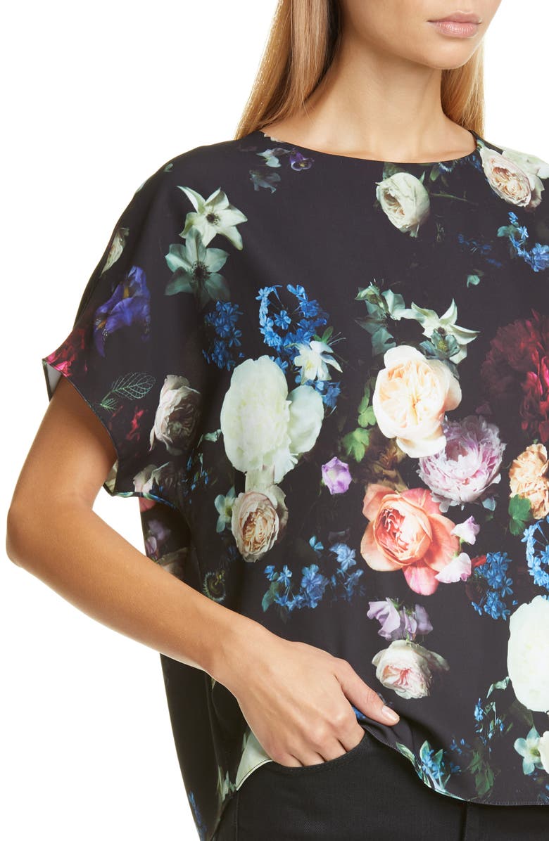 Adam Lippes Floral Print Crepe Blouse, Alternate, color,