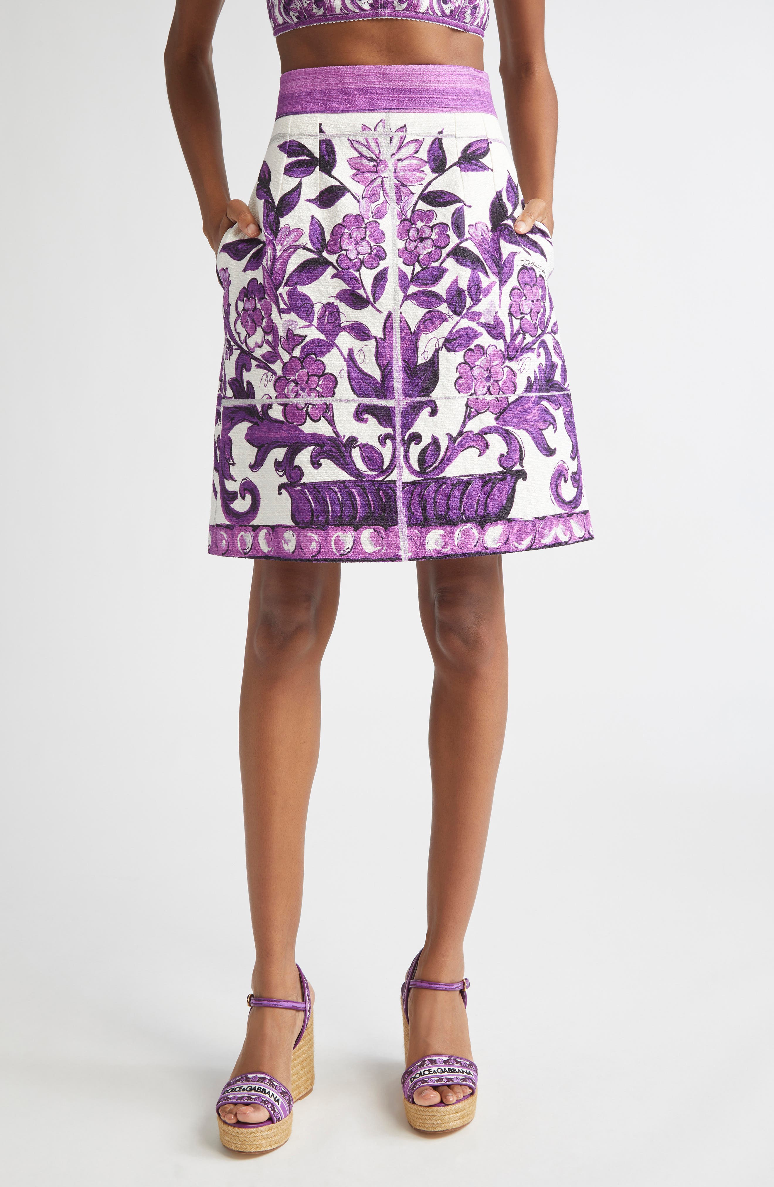 Majolica Print A-Line Skirt