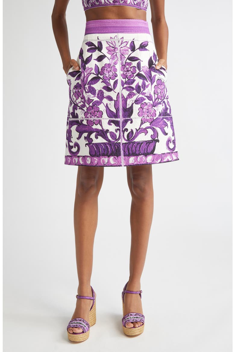 Majolica Print A-Line Skirt, Main, color, IP3TN MIX MAIOLICA VIOLA